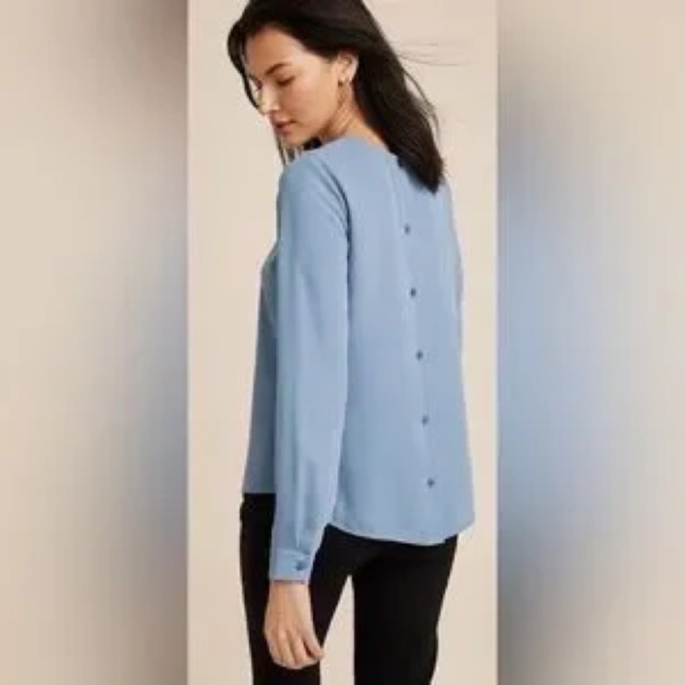 Maurices Delton Button Back Blouse in Blue XL NWT